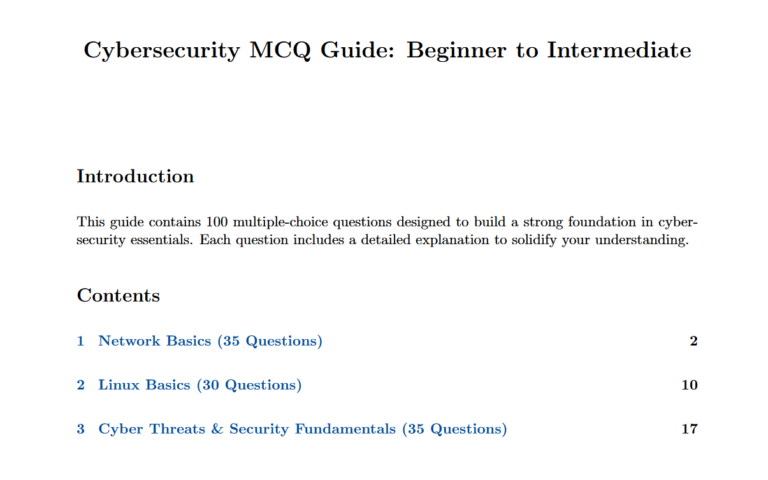 Cybersecurity MCQ Guide: Beginner to Intermediate