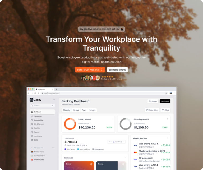 Zenify - Landing Page finance Saas