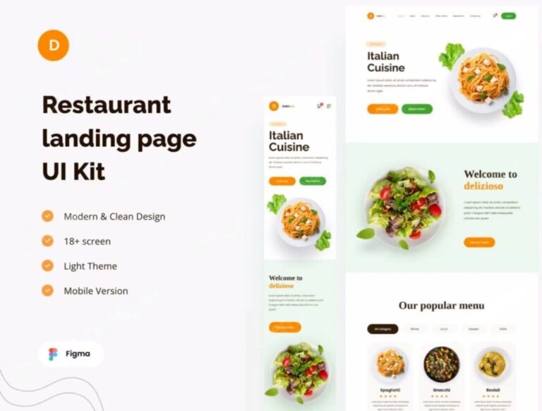 Delretso - Restaurant Landing Page UI Kit