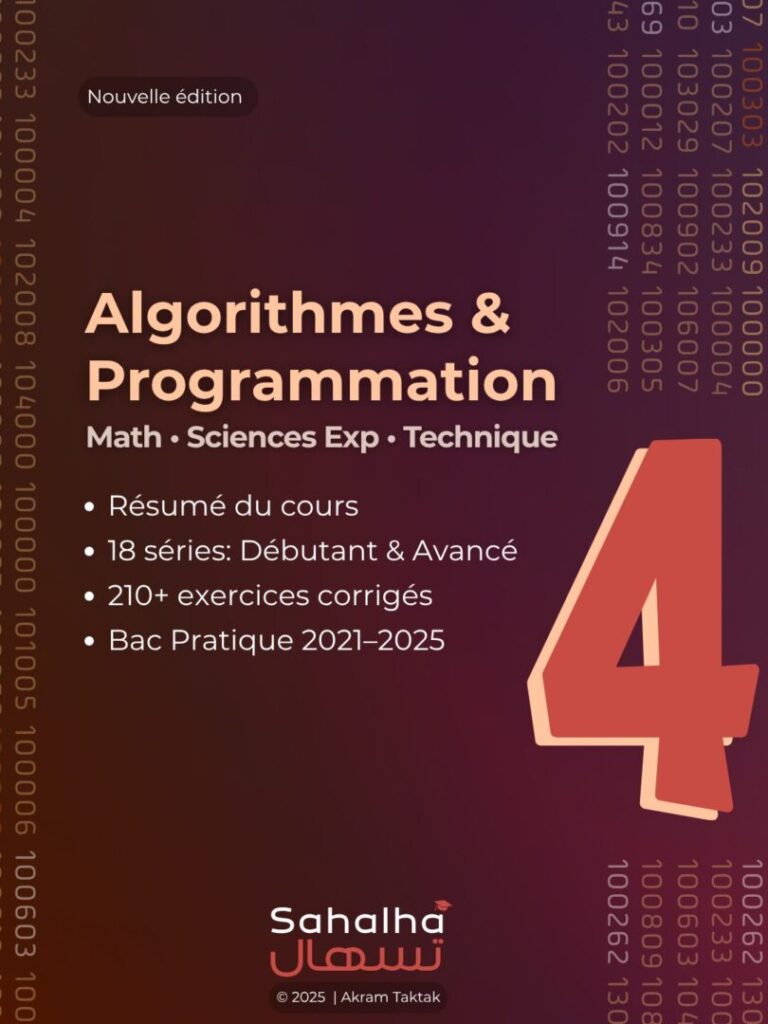 Livre “Algorithme et Programmation” 4e scientifique – exercices et séries de révision (Tunisie, nouveau régime)