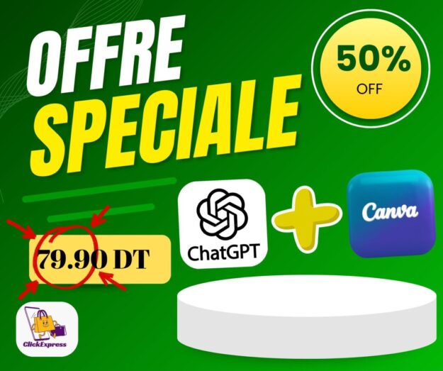 Chat GPT 1Ans+ Canva 1Ans -10% Prochain Achat