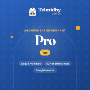 Abonnement enseignant Telmidhy Pro, 1 an : jusqu'à 40 élèves, 60 h de cours en direct par mois et enregistrements