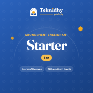 Abonnement enseignant Telmidhy Starter, 1 an : jusqu'à 10 élèves et 20 h de cours en direct par mois